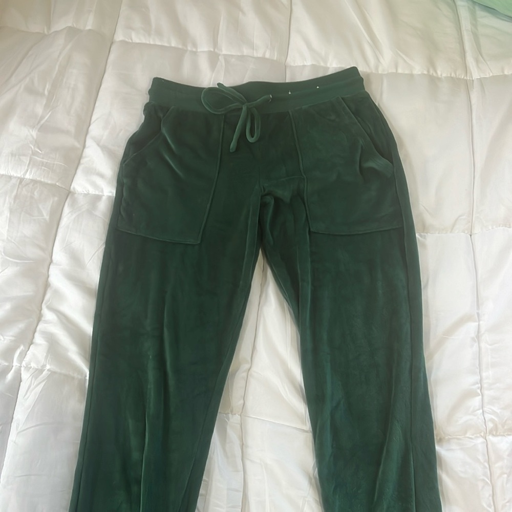 Stars above, dark green velvet joggers Size XS